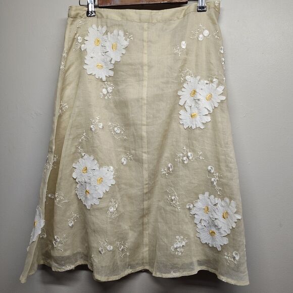 Persaman Dresses & Skirts - Persaman Petite Mini Skirt Women Size 8P Cream Floral Retro Girly Feminine